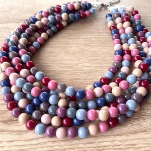 Multi Color Statement Necklace, Acrylic Bead Necklace, Chunky Multi Strand Necklace, Gift For Her - Alana