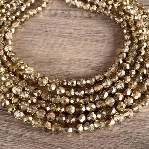 Gold Faceted Crystal Bead Statement Necklace, Chunky Glass Necklace, Gifts For Women - Rebecca