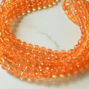 Orange Statement Necklace, Beaded Acrylic Necklace, Chunky Lucite Necklace - Angelina