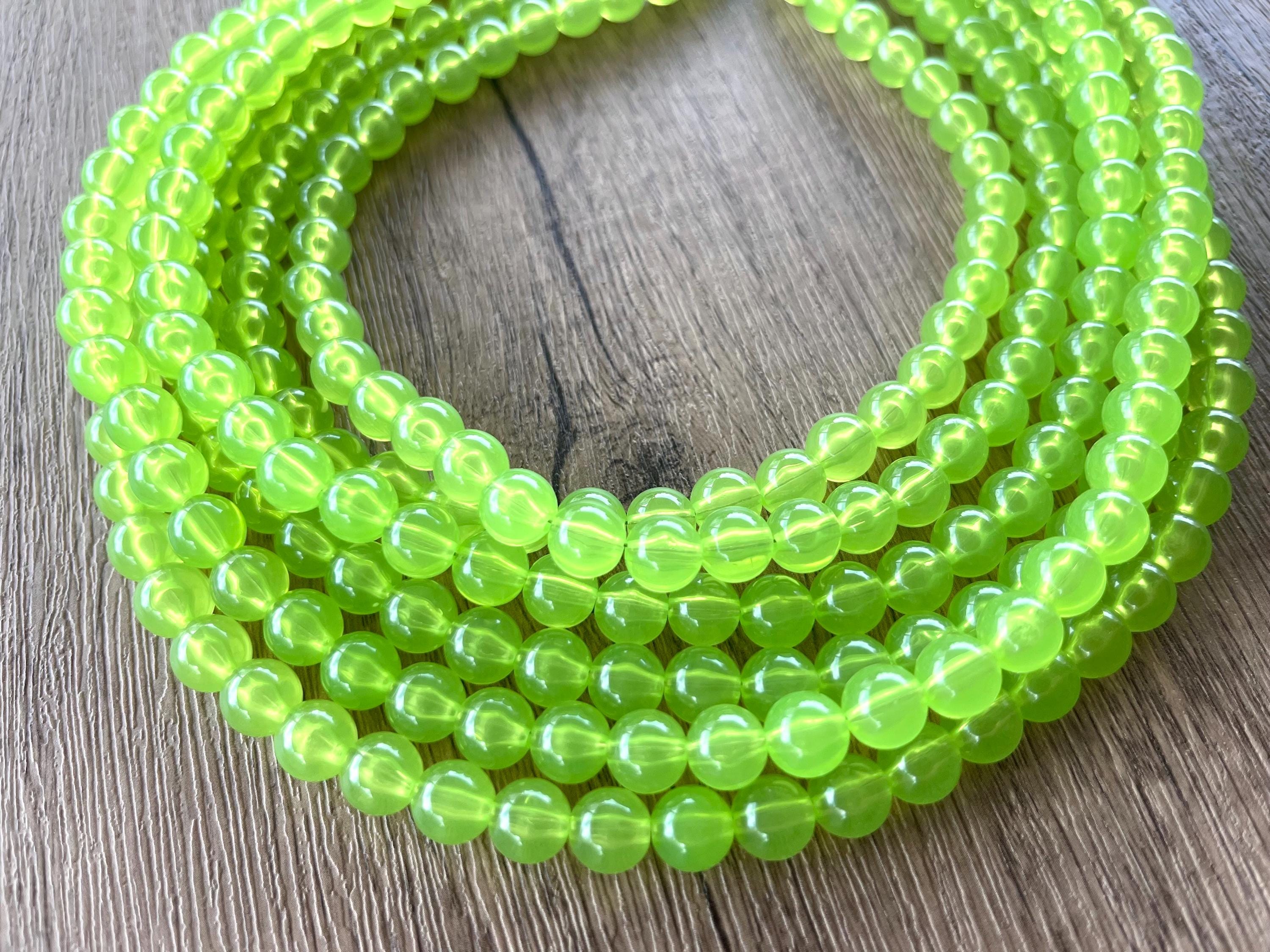 Light Green Acrylic Statement Necklace, Lucite Bead Necklace, Chunky Necklace, Multi Strand, Gift For Her - Alana