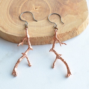 Copper Twig Earrings, Statement Earrings, Branch Earrings, Woodland Jewelry, Gift For Her -  Twiggy