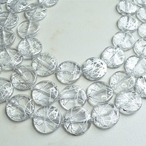 Clear Silver Statement Necklace, Lucite Beaded Necklace, Chunky Necklace - Charlotte