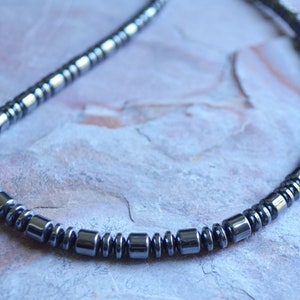 Hematite Mens Bead Necklace, Gray Stone Necklace, Mens Accessories, Jewelry Set, Gift For Men  - Garret