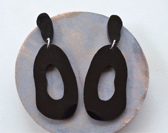 Black Statement Earrings, Lucite Big Earrings, Acrylic Large Earrings, Gift For Her - Sylvia