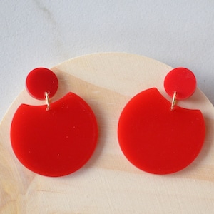 White Black Red Statement Earrings, Lucite Big Earrings, Acrylic Large Earrings, Gifts For Her - Hanna