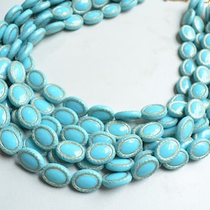 Turquoise Blue Gold Statement Necklace, Acrylic Bead Necklace, Necklace For Women - Ava