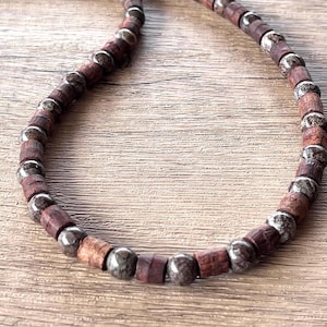 Jasper Wood Bead Mens Necklace, Brown Stone Necklace, Necklace For Man, Mens Jewelry - Terrance