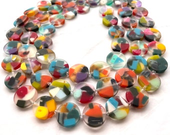 Multi Color Resin Statement Necklace, Colorful Bead Necklace, Necklace For Women - Charlotte