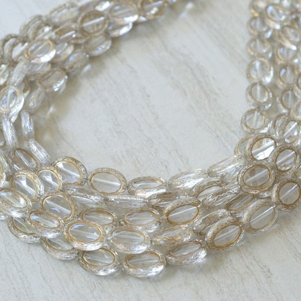 Clear Gold Statement Necklace, Acrylic Bead Necklace, Chunky Multi Strand Necklace - Ava