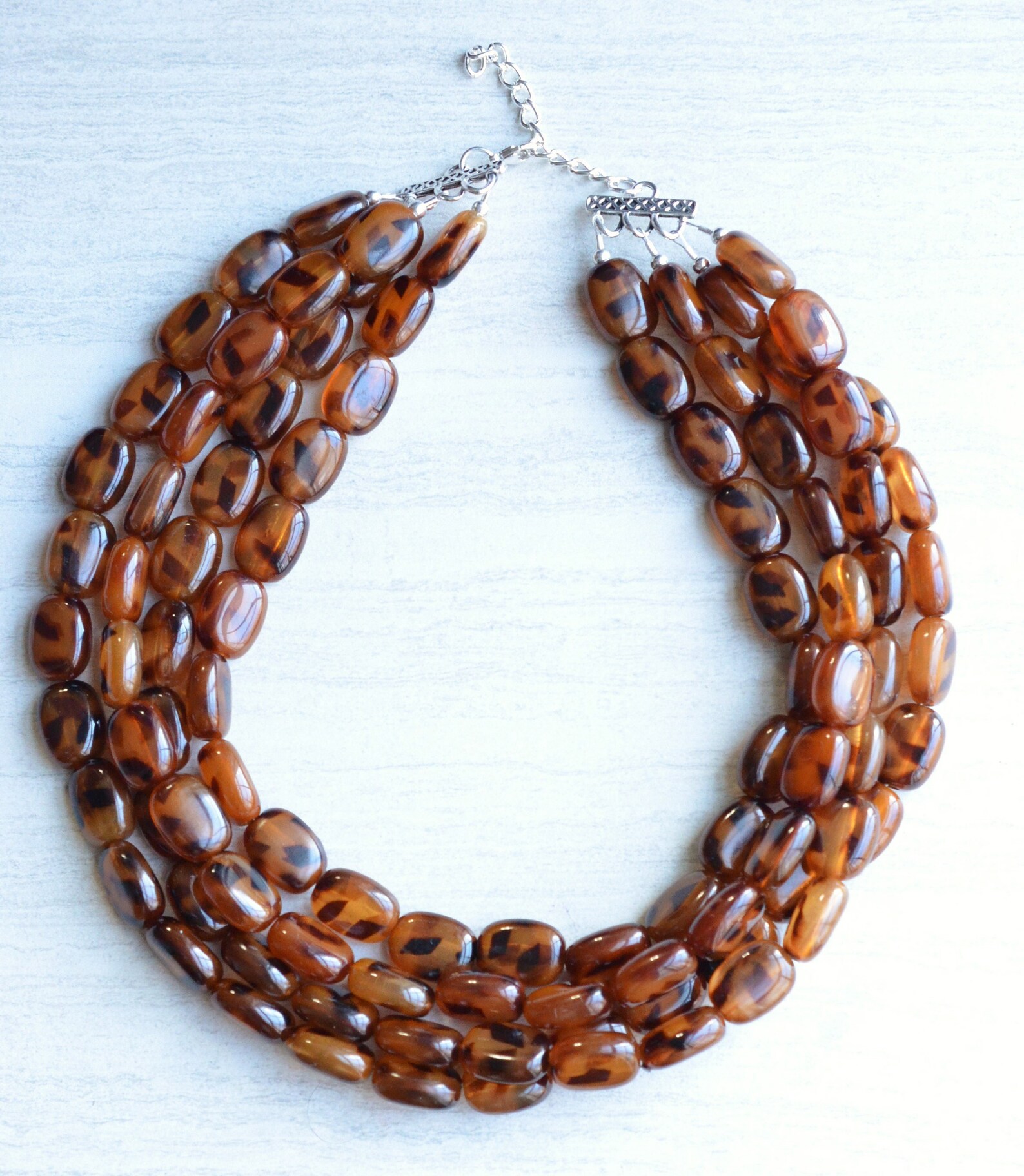 Tortoise Shell Statement Necklace Lucite Beaded Necklace - Etsy