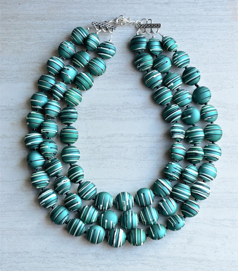 Charlotte Green Statement Necklace Rubber Multi Strand Necklace Gifts For Women