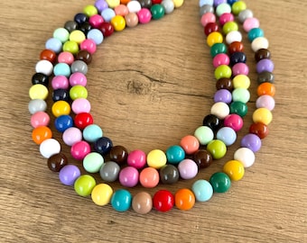 Multi Color Big Acrylic Bead Statement Necklace, Colorful Chunky Necklace- Alana
