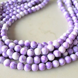 Purple White Statement Necklace, Acrylic Bead Necklace, Chunky Multi Strand, Necklace For Women - Alana