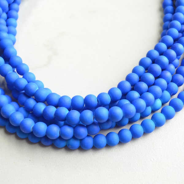 Blue Statement Necklace, Rubber Bead Necklace, Chunky Necklace, Matte Necklace, Gift For Her - Michelle
