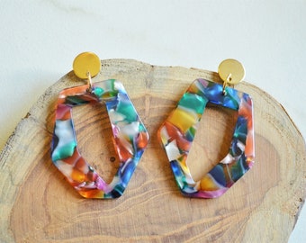 Multi Color Statement Earrings Resin Lucite Earrings Gifts For Her - Mia