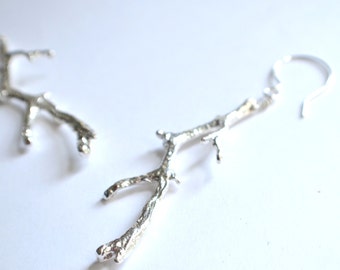 Silver Twig Earrings, Statement Earrings, Stick Earrings, Branch Earrings, Gift For Her - Twiggy