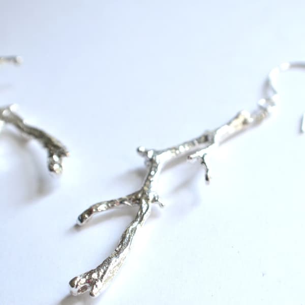 Silver Twig Earrings, Statement Earrings, Stick Earrings, Branch Earrings, Gift For Her - Twiggy