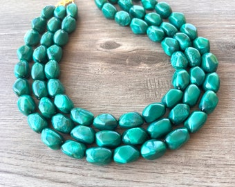 Green Statement Lucite Necklace, Acrylic Bead Necklace, Chunky Jewelry, Necklace For Women - Penelope