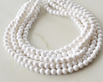 White Ivory Acrylic Statement Necklace, Lucite Bead Necklace, Necklace For Women - Alana