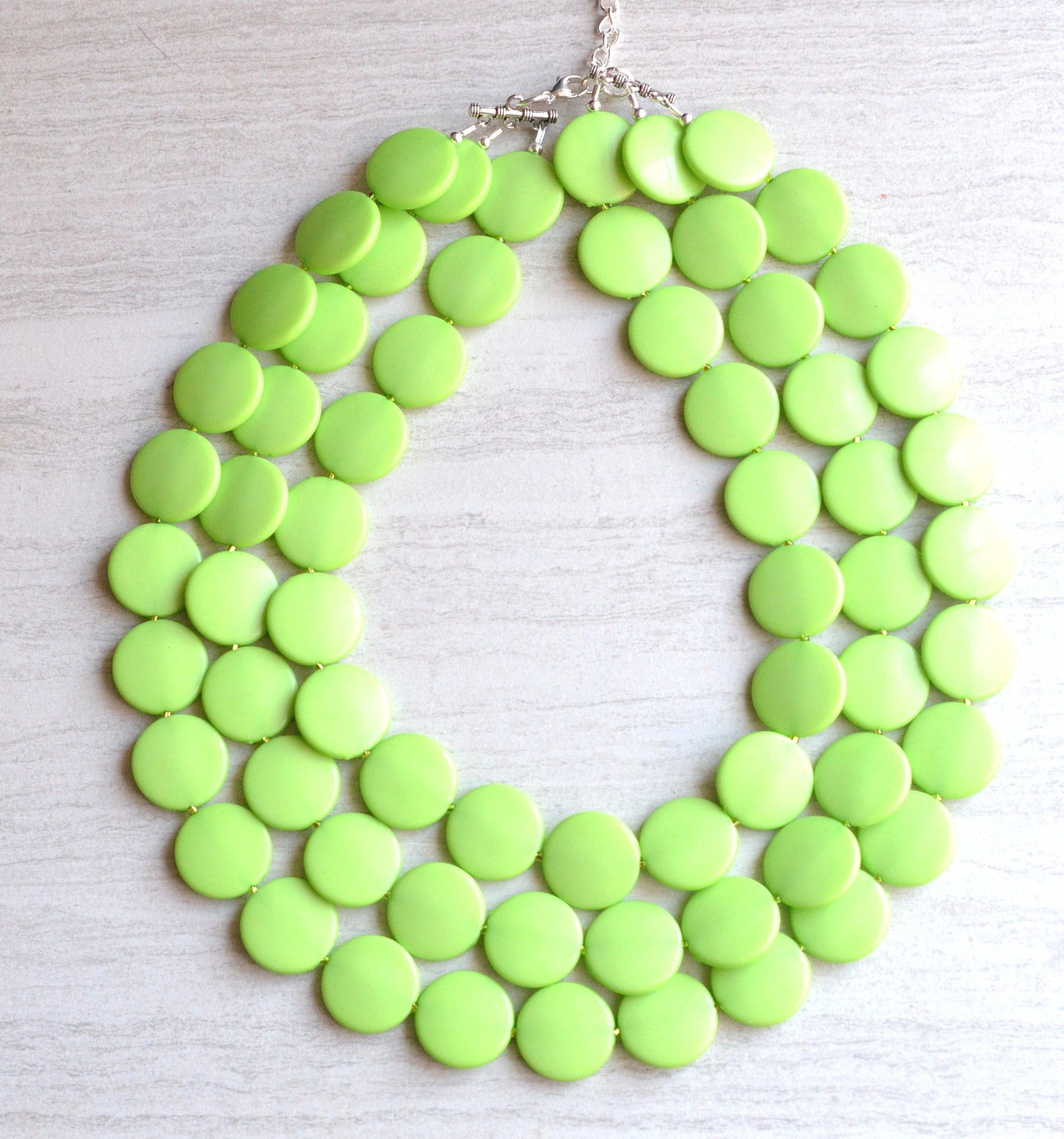 Lime Green Statement Necklace Lucite Beaded Necklace Gifts For Etsy