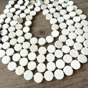 White Wood Statement Necklace, Beaded Wooden Necklace, Chunky Necklace, Gift For Her - Charlotte