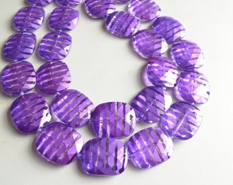 Purple Statement Necklace, Acrylic Bead Necklace, Chunky Multi Strand Necklace - Flora