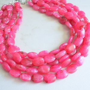 Rosa Statement Halskette Chunky Lucite Halskette Perlen Acryl Halskette Geschenke für sie - Lauren