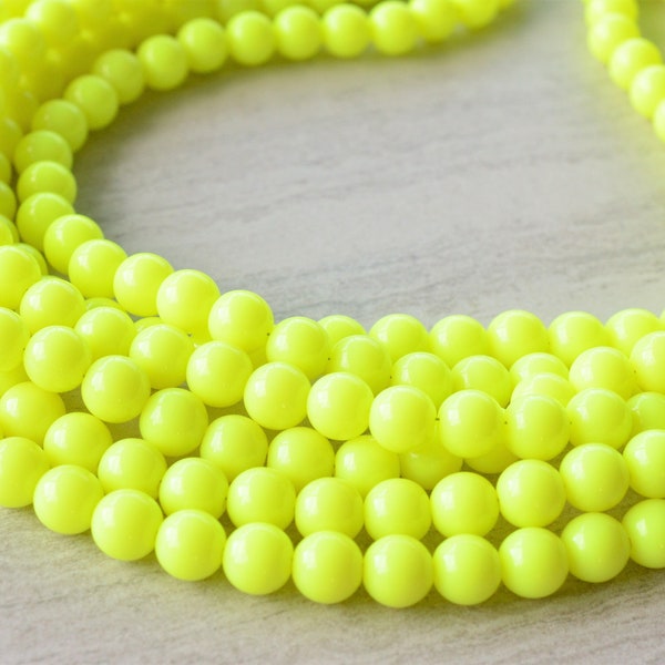 Neon Yellow Statement Necklace, Acrylic Bead Necklace, Chunky Multi Strand, Gift For Her - Alana