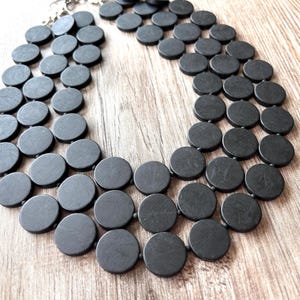 Black Resin Statement Necklace: Chunky Multi Strand Bead Necklace - Charlotte