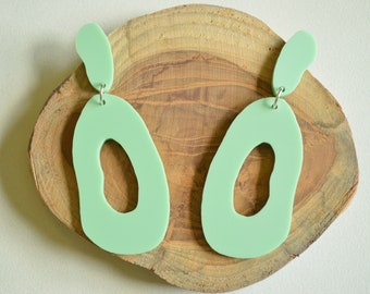 Mint Statement Earrings, Lucite Big Earrings, Acrylic Large Earrings, Gifts For Her - Sylvia