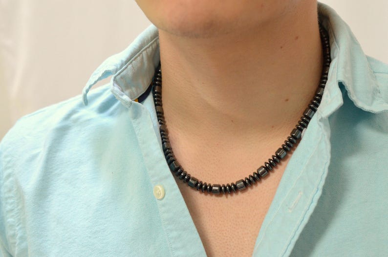 Arturo Hematite Mens Necklace Beaded Necklace Gifts For Men