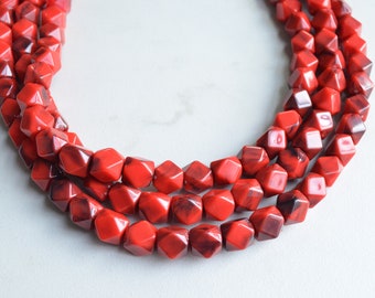 Red Statement Necklace, Beaded Acrylic Necklace, Multi Strand Necklace, Chunky Necklace, Gift For Her - Verti