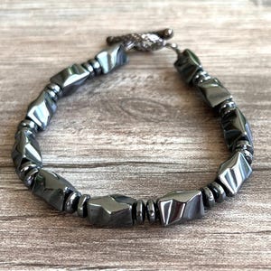 Hematiet kralenarmband, herenarmband, armband voor heren, herensieraden, cadeau voor mannen - Dylan