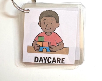 Pocket-Sized PEC Learning Cards on Keyring - Places - Speech Therapy Aid - Toddlers & Kids. Picture Exchange Communication