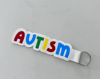 Autismus Bewusstsein Schlüsselanhänger: Kunstleder Anhänger