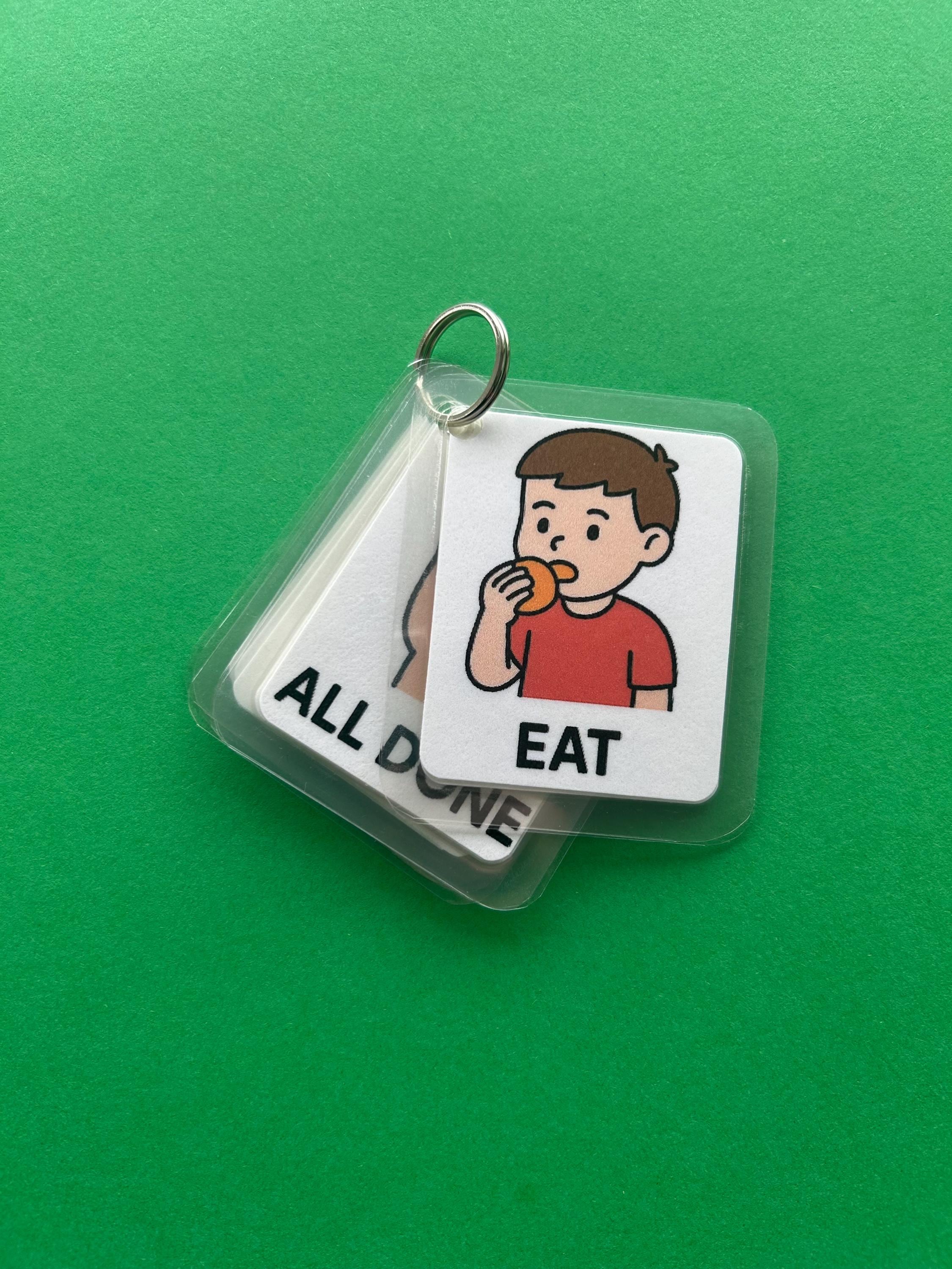Pocket-Sized PEC Learning Cards on Keyring - Needs - Speech Therapy Aid - Toddlers & Kids. Picture Exchange Communication