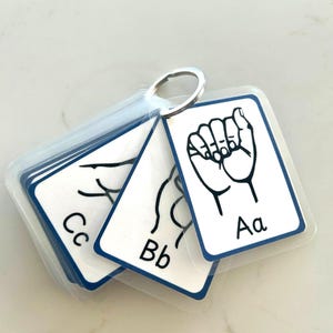Pocket-Sized ASL PEC Learning Cards on Keyring - Alphabet- Speech Therapy Aid - Toddlers & Kids. Picture Exchange Communication Cards