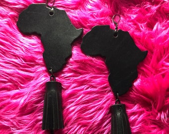 Large Africa Tassel Chandelier Earrings / Bold  Statement Earrings