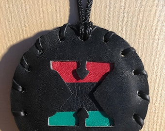 Small Leather Pan African X Medallion Necklace