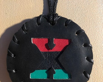 Small Leather Pan African X Medallion Necklace