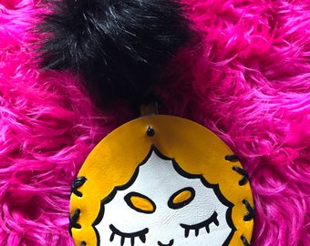 AfroPuff™ Neon Maize Pixie Dollface Mini Purse Keychain