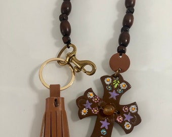 AfroPuff™ Mini Leather Rosary Keychain