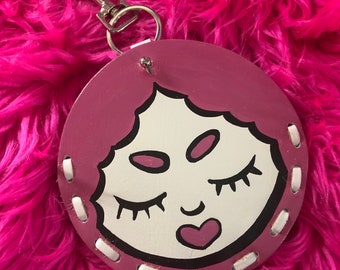 AfroPuff™ Hot Pink Pixie Dollface Mini Purse Keychain