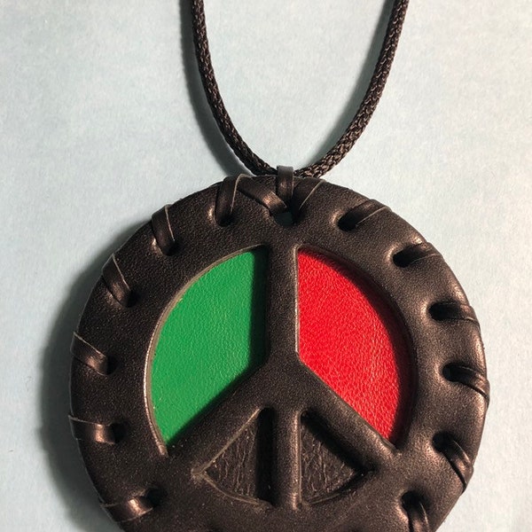 Small Leather Peace Medallion Necklace