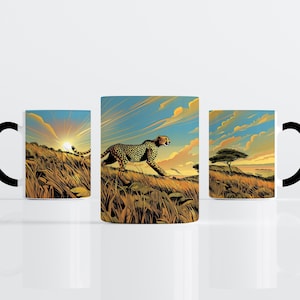 Cheetah Coffee Mug | Wild Animal Lover Gift | African Plains Tea Cup | Exotic Big Cat Art Mug | Unique Cheetah Decor | Safari Animal Gift