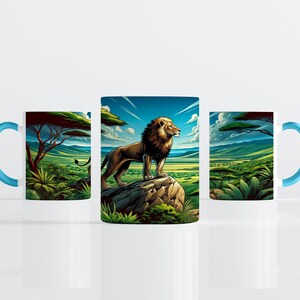 Double Lion Coffee Mug | Fierce Wildlife Lover Gift | African Savannah Tea Cup | Exotic Big Cat Art Mug | Bold Lion Decor | Animal Gift