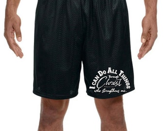 Sacred Shorts - Athletic Shorts with Inspirational Bibble Verse - I can do all things through Christ