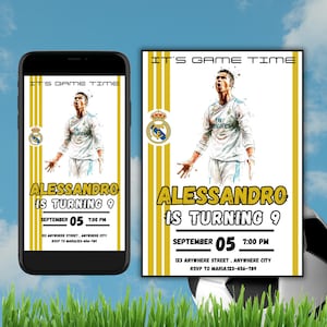 Convite de aniversário de Cristiano Ronaldo, cartão de aniversário, convite CR7, convite digital Siuuuuu, convite de futebol