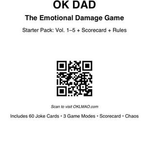 D'accord, papa. Le jeu des dégâts émotionnels. Pack de fête imprimable. 10 pages, jeu de famille amusant.