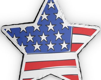 Perfect Gift for a new House, American Flag Pillow, Show your patriotism to everyone. Star Shaped Pillow.